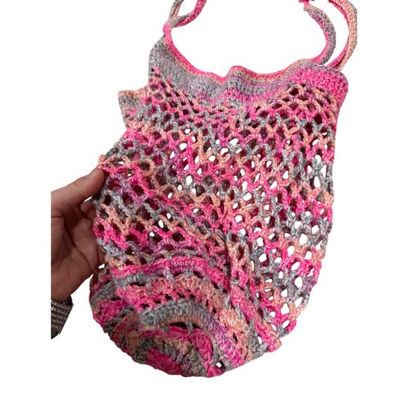 Handmade boho hippie bag pink lightweight beach casual colorful over shoulder - Picture 1 of 7